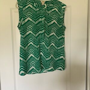 JCrew Women’s Green Patterned Sleeveless Blouse